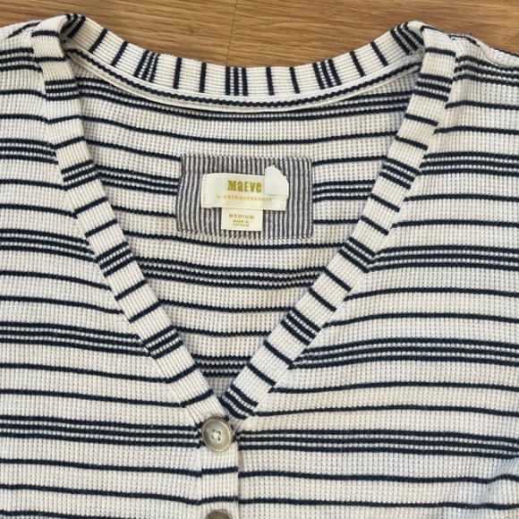 Anthropologie Navy and White Striped tunic blouse - Picture 2 of 5